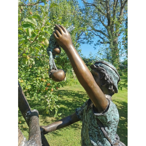 240 - Exceptional quality bronze sculpture of the Apple Pickers {180 cm H x 110 cm W x 50 cm D}.