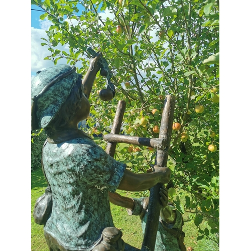 240 - Exceptional quality bronze sculpture of the Apple Pickers {180 cm H x 110 cm W x 50 cm D}.