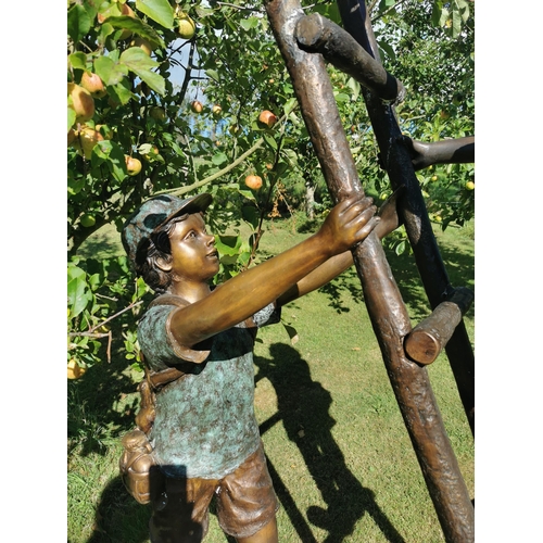 240 - Exceptional quality bronze sculpture of the Apple Pickers {180 cm H x 110 cm W x 50 cm D}.