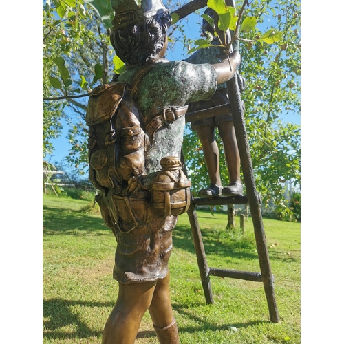 240 - Exceptional quality bronze sculpture of the Apple Pickers {180 cm H x 110 cm W x 50 cm D}.