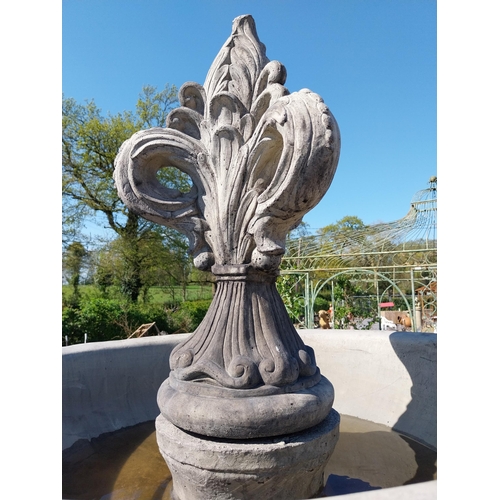 250 - Good quality moulded sandstone fountain decorated with Grecian Lady and Lions mask {250 cm H x 350 c... 