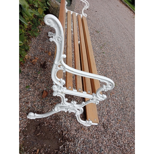 259 - Rare step-up cast iron bench with wooden slats in the Coalbrookdale style {H 98cm x W 158cm x D 74cm... 