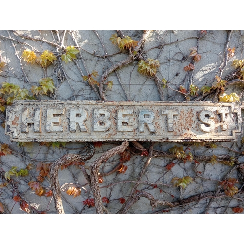 261 - Cast iron Street sign Herbert St {H 18cm x W 101cm}. (NOT AVAILABLE TO VIEW IN PERSON)