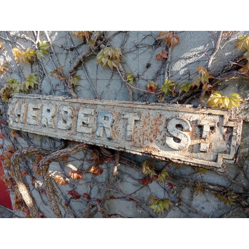 261 - Cast iron Street sign Herbert St {H 18cm x W 101cm}. (NOT AVAILABLE TO VIEW IN PERSON)