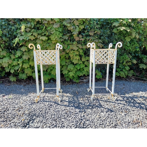 262 - Pair of wrought iron square planters {75 cm H x 37 cm W x 37 cm D}.