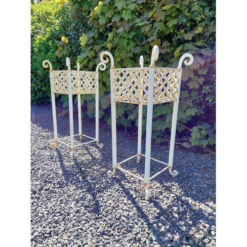 262 - Pair of wrought iron square planters {75 cm H x 37 cm W x 37 cm D}.