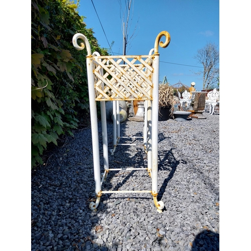 262 - Pair of wrought iron square planters {75 cm H x 37 cm W x 37 cm D}.