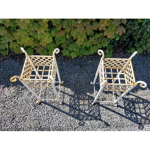 262 - Pair of wrought iron square planters {75 cm H x 37 cm W x 37 cm D}.