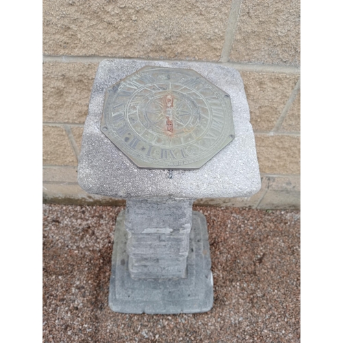 267 - Stone sundial {H 82cm x W 36cm x D 36cm }.