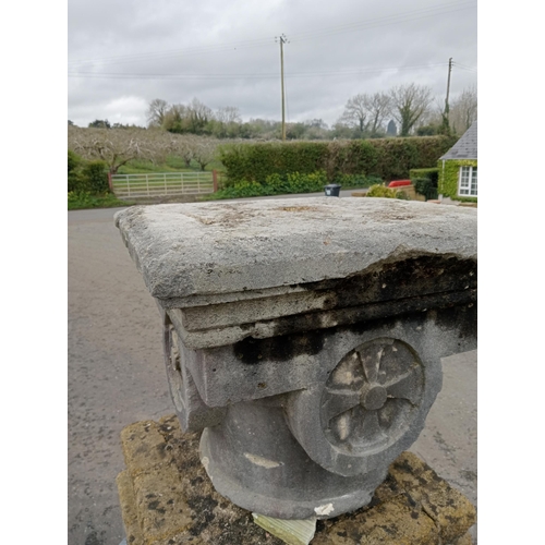 269 - Pair of 19th C sandstone heads decorated with an encircled cross in all faces {H 60cm x 75cm Sq.}. (... 