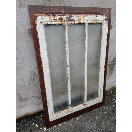 277 - Cast iron three pane window {H 120cm x W 85cm }.