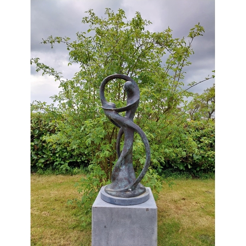 285 - Exceptional quality contemporary bronze sculpture 'The Dancers'  {57 cm H x 22 cm Dia.}.