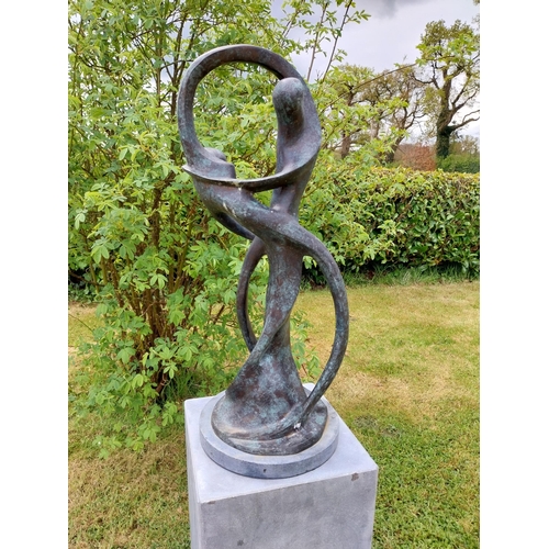 285 - Exceptional quality contemporary bronze sculpture 'The Dancers'  {57 cm H x 22 cm Dia.}.