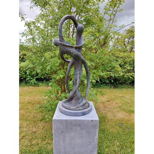 285 - Exceptional quality contemporary bronze sculpture 'The Dancers'  {57 cm H x 22 cm Dia.}.