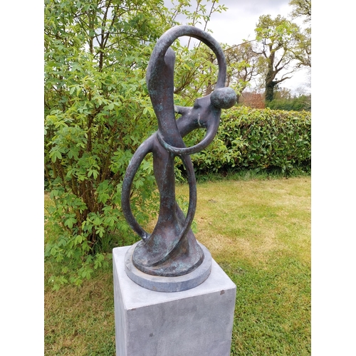 285 - Exceptional quality contemporary bronze sculpture 'The Dancers'  {57 cm H x 22 cm Dia.}.