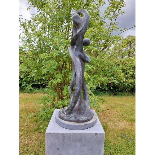 285 - Exceptional quality contemporary bronze sculpture 'The Dancers'  {57 cm H x 22 cm Dia.}.