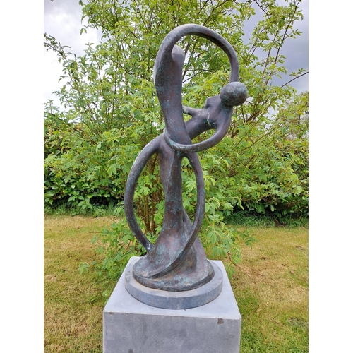 285 - Exceptional quality contemporary bronze sculpture 'The Dancers'  {57 cm H x 22 cm Dia.}.