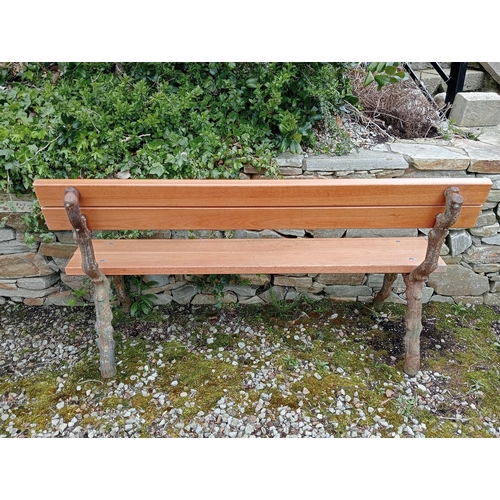 287 - Cast iron rustic bramble bench with wooden slats {H 85cm x W 155cm x D 50cm}. (NOT AVAILABLE TO VIEW... 