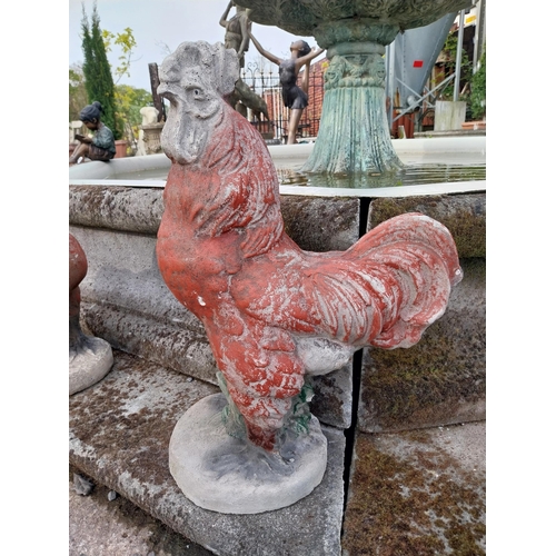 298 - Painted composition statue of Rooster and Hen {65 cm H x 41 cm W x 25 cm D and 50 cm H x 39 cm W x 2... 