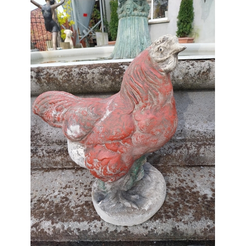 298 - Painted composition statue of Rooster and Hen {65 cm H x 41 cm W x 25 cm D and 50 cm H x 39 cm W x 2... 