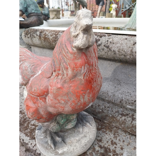 298 - Painted composition statue of Rooster and Hen {65 cm H x 41 cm W x 25 cm D and 50 cm H x 39 cm W x 2... 