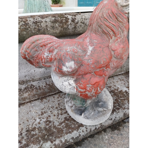 298 - Painted composition statue of Rooster and Hen {65 cm H x 41 cm W x 25 cm D and 50 cm H x 39 cm W x 2... 