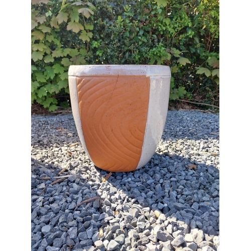 302 - Set of four glazed terracotta plant pots {50 cm H x 48 cm Dia, 41 cm H x 38 cm Dia, 30 cm H x 28 cm ... 