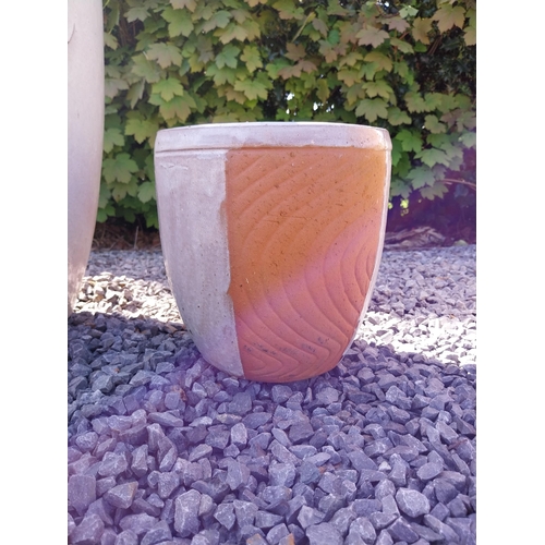 302 - Set of four glazed terracotta plant pots {50 cm H x 48 cm Dia, 41 cm H x 38 cm Dia, 30 cm H x 28 cm ... 