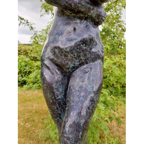 305 - Exceptional quality contemporary bronze sculpture 'The Lonely Embrace' raised on slate plinth {Overa... 