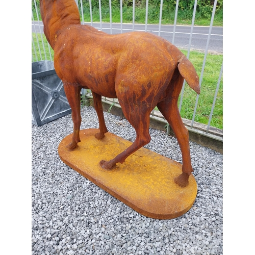 306 - Good quality French cast iron statue of a Stag mounted on platform base {145 cm H x 110 cm W X 66 cm... 