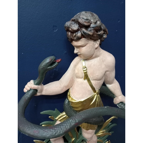 31 - 19th C. cast iron hand painted hall stand of young Hercules {H 83cm x W 47cm x D 24cm}. (NOT AVAILAB... 