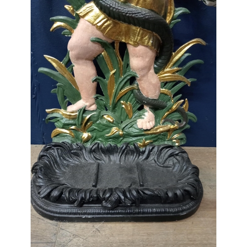 31 - 19th C. cast iron hand painted hall stand of young Hercules {H 83cm x W 47cm x D 24cm}. (NOT AVAILAB... 