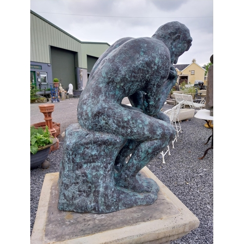 310 - Exceptional quality bronze sculpture 'The Thinking Man' {77 cm H x 35 cm W x 66 cm D}.