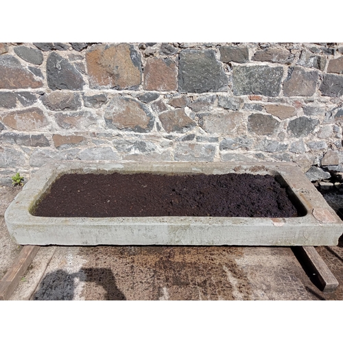 311 - Large sandstone trough {H 16cm x W 198cm x D 78cm }. (NOT AVAILABLE TO VIEW IN PERSON)