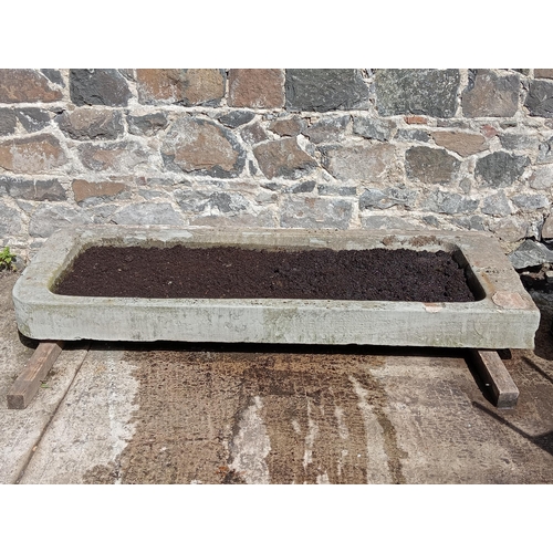 311 - Large sandstone trough {H 16cm x W 198cm x D 78cm }. (NOT AVAILABLE TO VIEW IN PERSON)