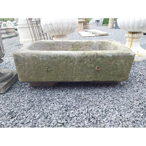 326 - 19th C. limestone trough {26 cm H x 85 cm W x 46 cm D}.