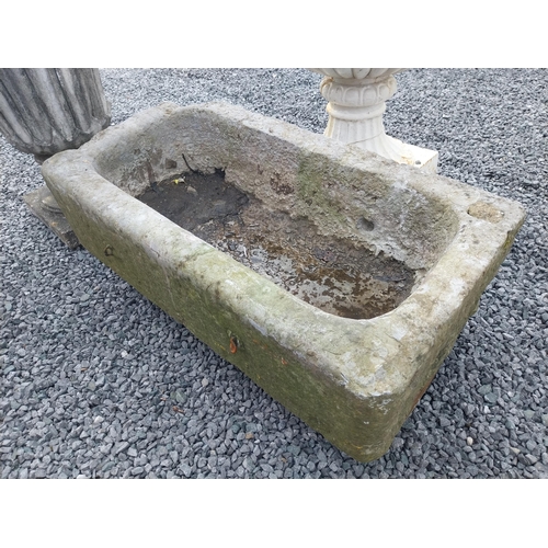 326 - 19th C. limestone trough {26 cm H x 85 cm W x 46 cm D}.