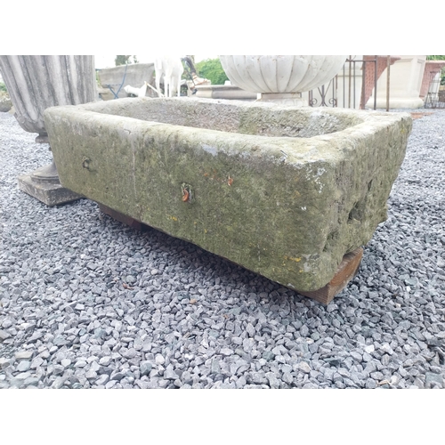 326 - 19th C. limestone trough {26 cm H x 85 cm W x 46 cm D}.