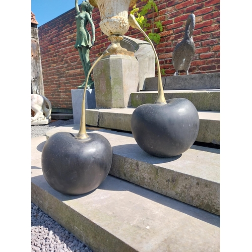 330 - Pair of good quality bronze sculptures of Cherries {73 cm H x 30 cm Dia.}.