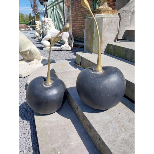 330 - Pair of good quality bronze sculptures of Cherries {73 cm H x 30 cm Dia.}.