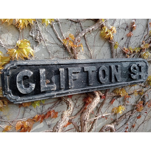 331 - Cast iron Street sign Clifton St {H 18cm x W 91cm }. (NOT AVAILABLE TO VIEW IN PERSON)