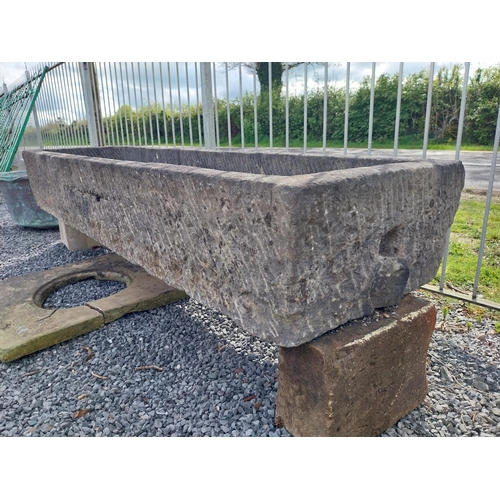 336 - 19th C. hand-cut limestone trough {33 cm H x 221 cm W x 63 cm D}.