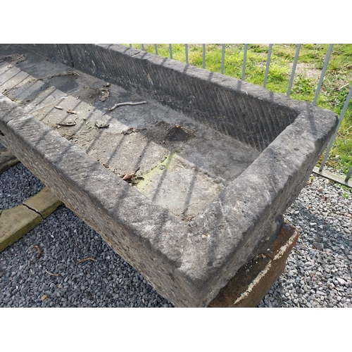 336 - 19th C. hand-cut limestone trough {33 cm H x 221 cm W x 63 cm D}.