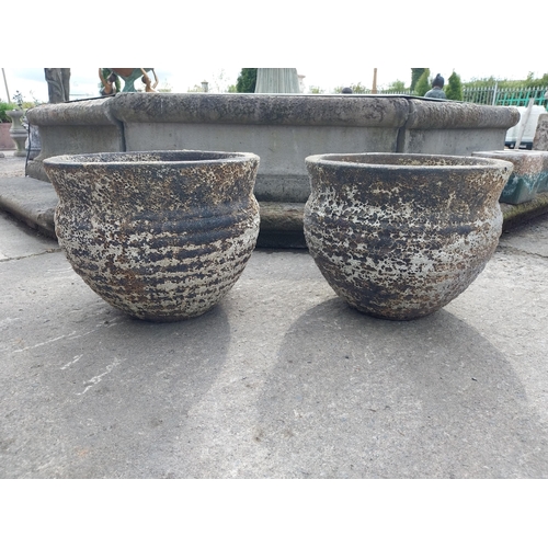 338 - Pair of Atlantis glazed terracotta planters {36 cm H x 44 cm Dia}.