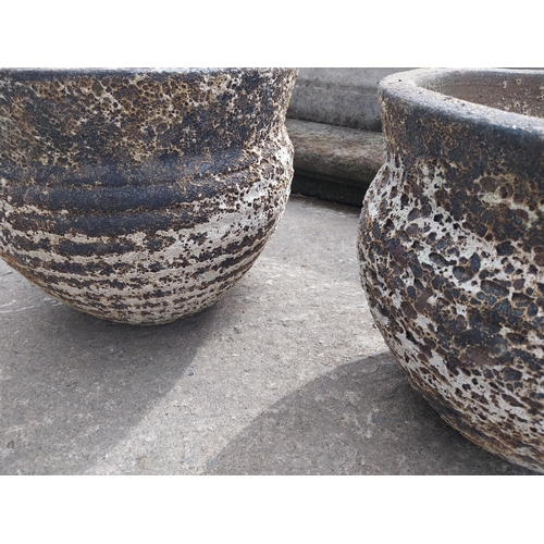 338 - Pair of Atlantis glazed terracotta planters {36 cm H x 44 cm Dia}.