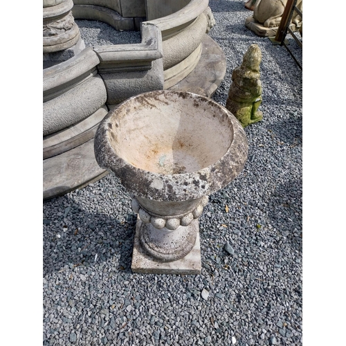 34 - Victorian carved Carrara marble urn on pedestal {86 cm H x 45 cm Dia.}.