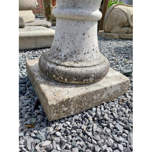 34 - Victorian carved Carrara marble urn on pedestal {86 cm H x 45 cm Dia.}.