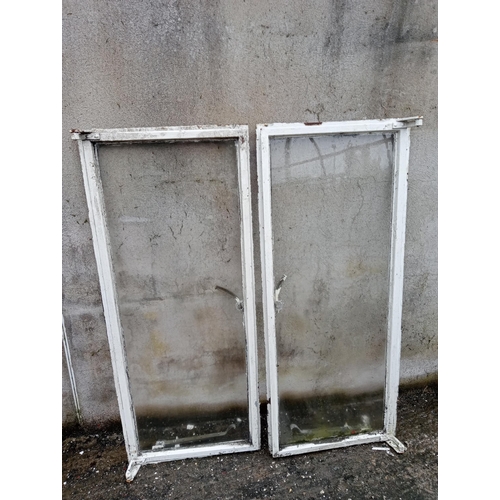 340 - Pair of cast iron windows {Each H 123cm x W 51cm }. (NOT AVAILABLE TO VIEW IN PERSON)