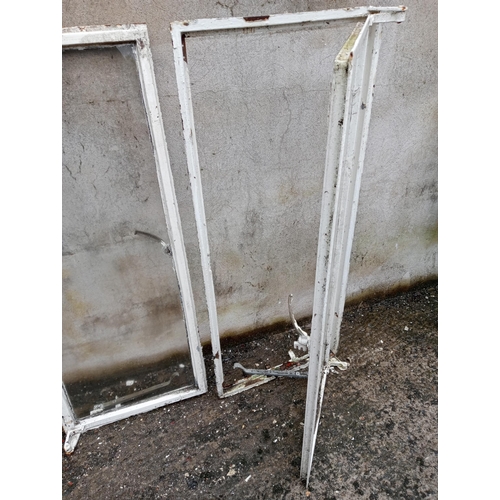 340 - Pair of cast iron windows {Each H 123cm x W 51cm }. (NOT AVAILABLE TO VIEW IN PERSON)