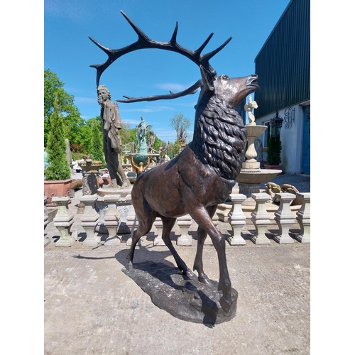 348 - Exceptional quality bronze sculpture of a Majestic Stag mounted on craggy rock {205 cm  H x 150 cm W... 